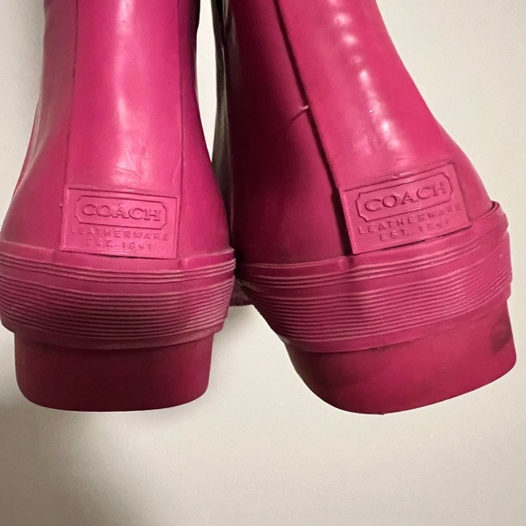 Vintage Coach Pink and Classic Brown Monogram Cloth Pattern Rainboots - Size 8M - Picture 7 of 7